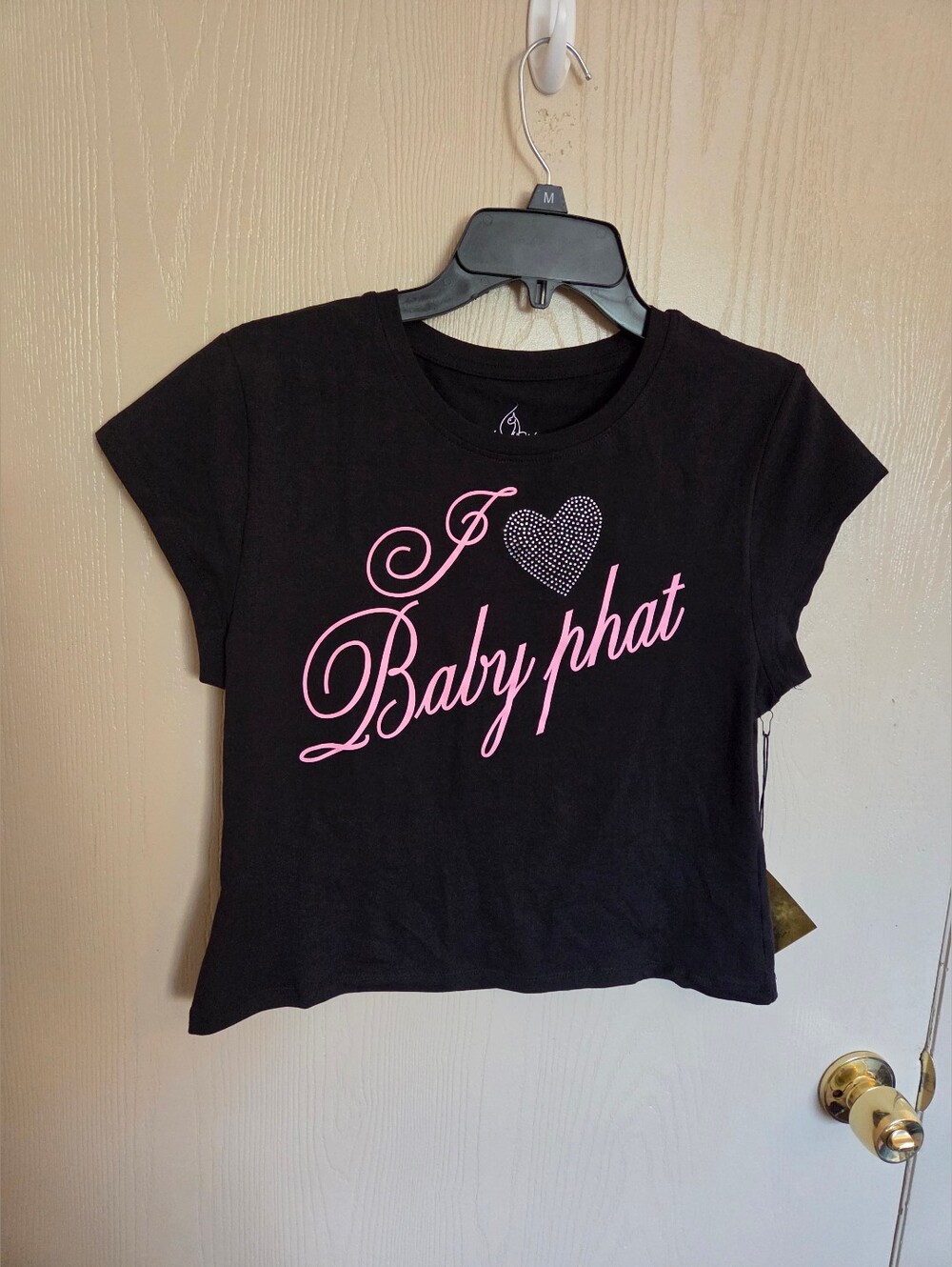 Baby Phat I Love Baby Phat Black Cropped Tee Womens Size XL NWT